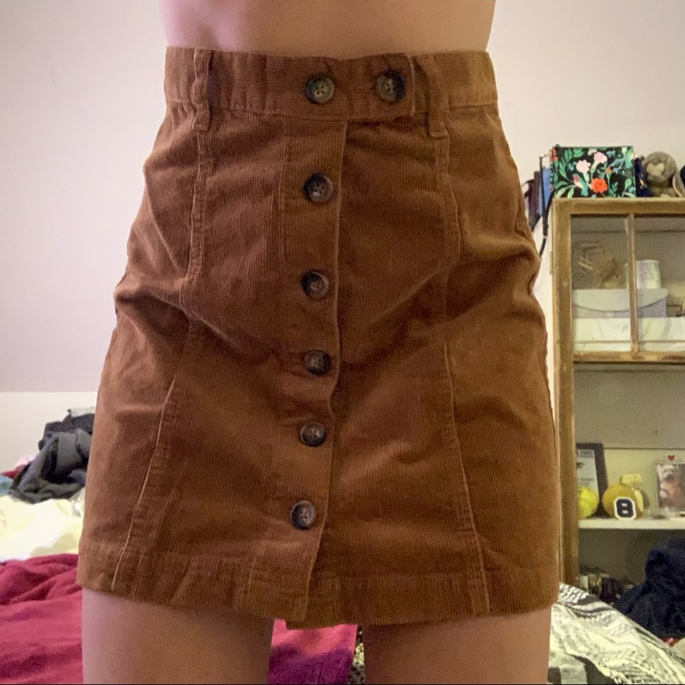 Tan corduroy mini skirt